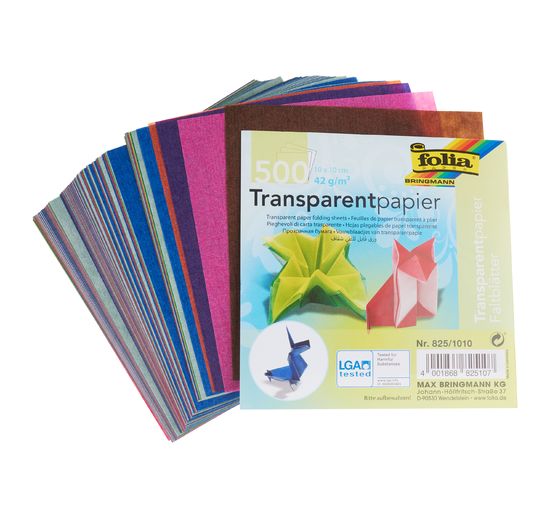 Feuilles de pliage en papier transparent « 10 x 10 cm », 500 feuilles