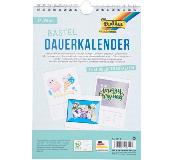 Dauerkalender, ca. 17 x 24 cm, ewiger Kalender