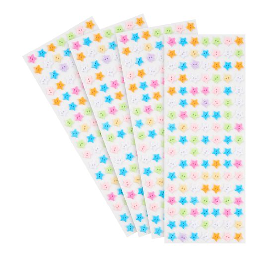 4 cartes de boutons en plastique VBS « Etoile », Multicolore, Gros acheteurs VBS