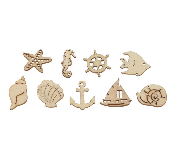 Accessoires déco en bois « Marine », 45 pc.