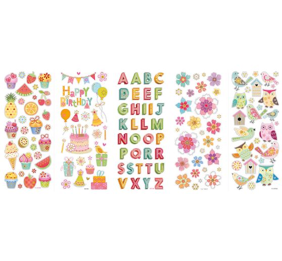 Stickers brillants « Toute l'année », 5 feuilles, env. 10 x 23 cm