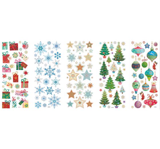 Stickers brillants « Noël », 5 feuilles env. 10 x 23 cm