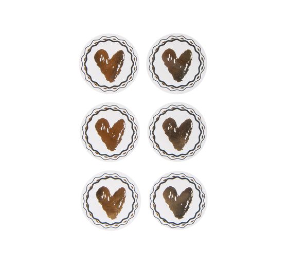 Stickers « Coeur », dorure à chaud, Ø 3,5 cm, 24 pc.