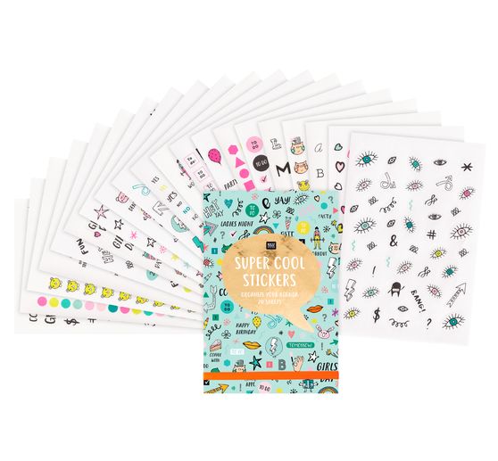 Carnet de stickers « Super cool stickers », 20 feuilles, 11x16,5 cm