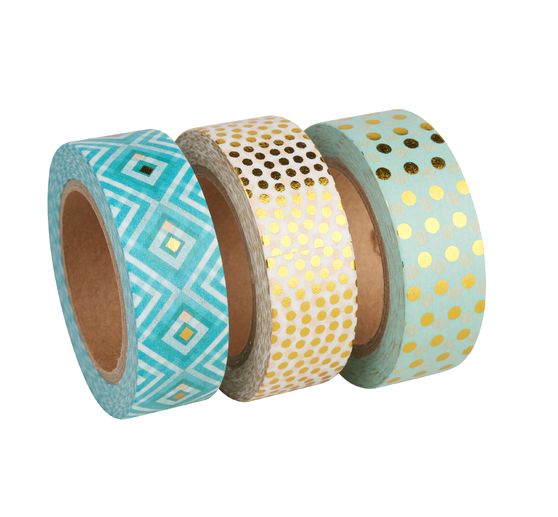 Set de washi tapes « Mint/Gold foil »