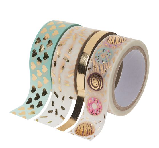 Washi Tape Set "Hot Foil", Mint/Gold