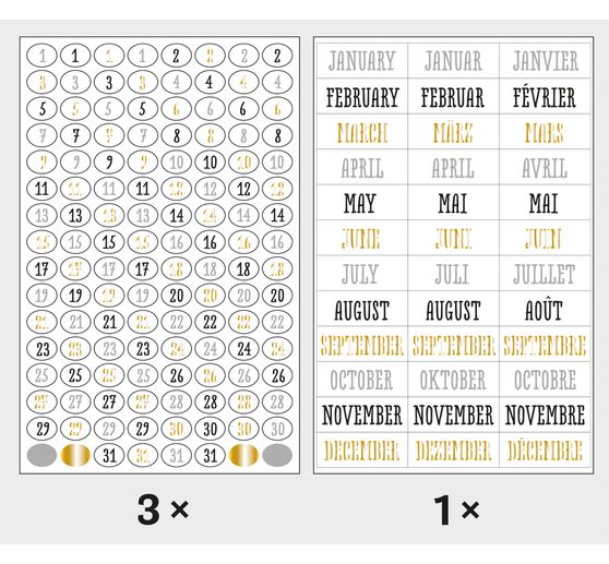 Stickers chiffres & mois my PLANNER « Glam »