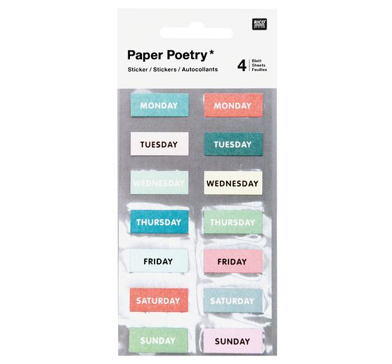 Sticker "Weekdays", 4 sheets
