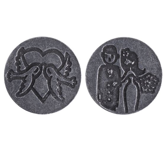 Cachet double motif « Couple/hirondelles »