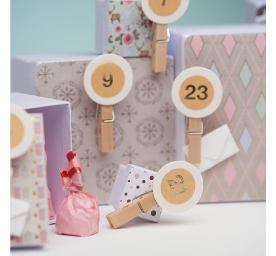 Pinces en bois VBS « Bouton rond »