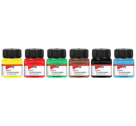 Set de peintures acryliques brillantes KREUL, 6 x 20 ml