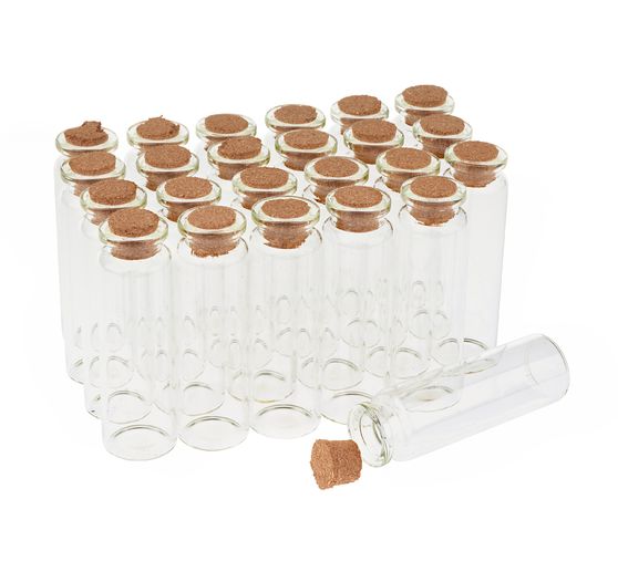 24 tubes en verre avec bouchon, 20 ml, VBS Emballage de gros