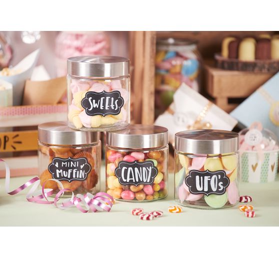 Blackboard foil labels with soapstone pen