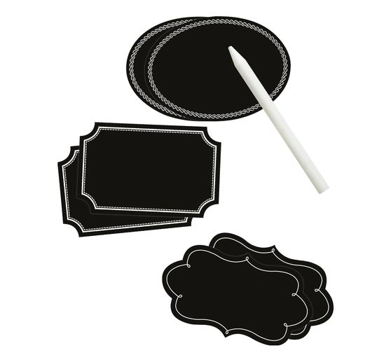 Blackboard foil labels with soapstone pen