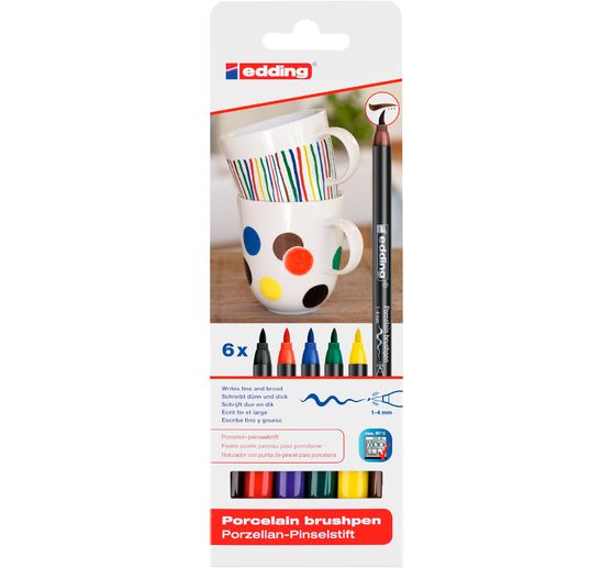 Set de 6 feutres pinceaux pour porcelaine edding 4200 « Family »