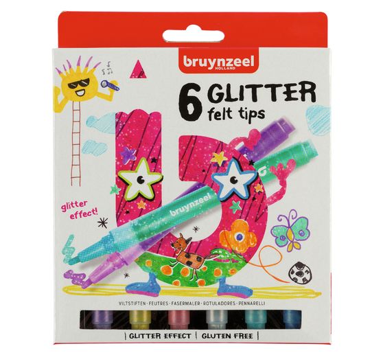 Feutres « Paillettes », set de 6 - VBS Hobby