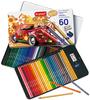 Crayons de couleur dans une bo&icirc;te m&eacute;tal, 60 pc.