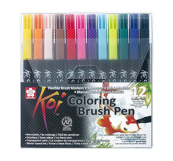 Kit de feutres pinceaux « Koi », 12 couleurs
