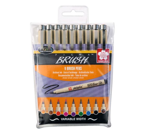 Feutres pinceaux Pigma Brush, set de 9