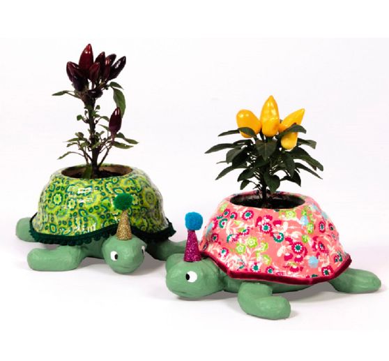 Flowerpot "Turtle", paper mache, waterproof