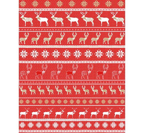 Papier décopatch « Nordique Rouge/Blanc », 3 pièces