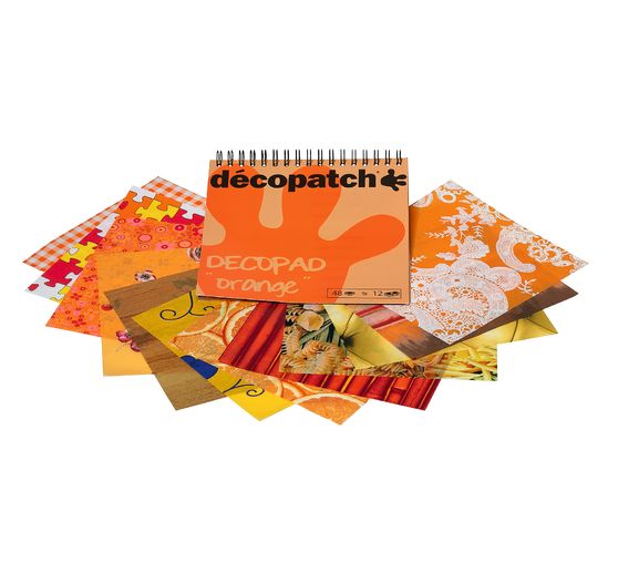 Bloc de papiers Décopatch « Décopad Orange », 48 f., 12 motifs