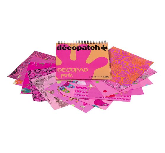 Bloc de papiers Décopatch « Décopad Pink », 48 f., 12 motifs