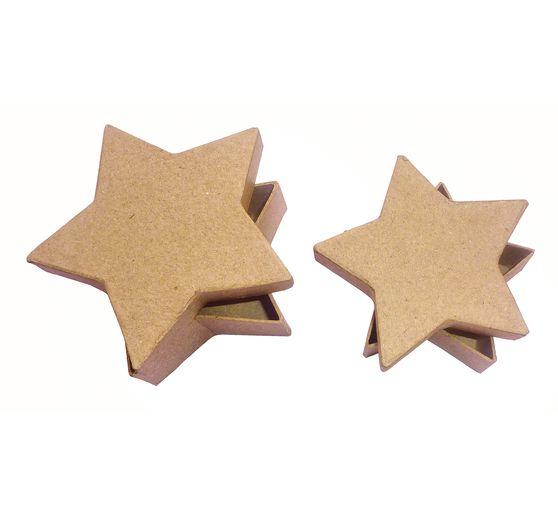 Boîtes étoiles, set de 2, papier mâché, env. Ø 10 et Ø 12 cm