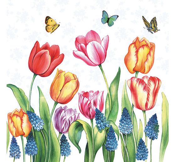 Serviette « Tulipes et muscaris »