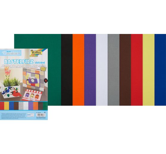 Craft felt self-adhesive, 20x29cm, 10 sheets