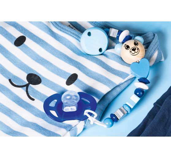 Attache-sucette perles en bois « Teddy »