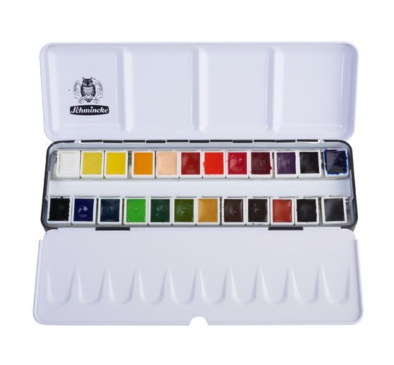 Coffret aquarelle AKADEMIE Schmincke, 24 godets entiers