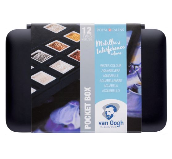 Pocket Box Aquarelle 12 godets Van Gogh, couleurs métallisées