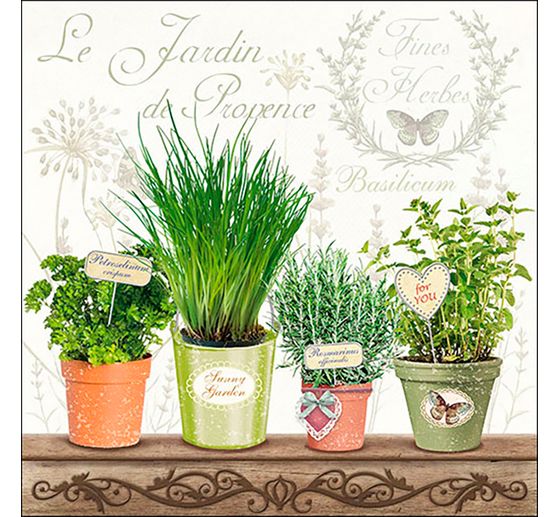 Serviette « Pots d’herbes aromatiques »