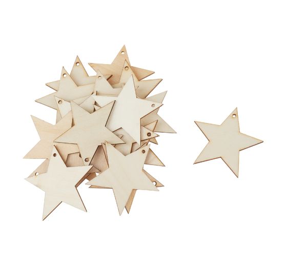 VBS Wood scatter decoration "Star", 20 pieces