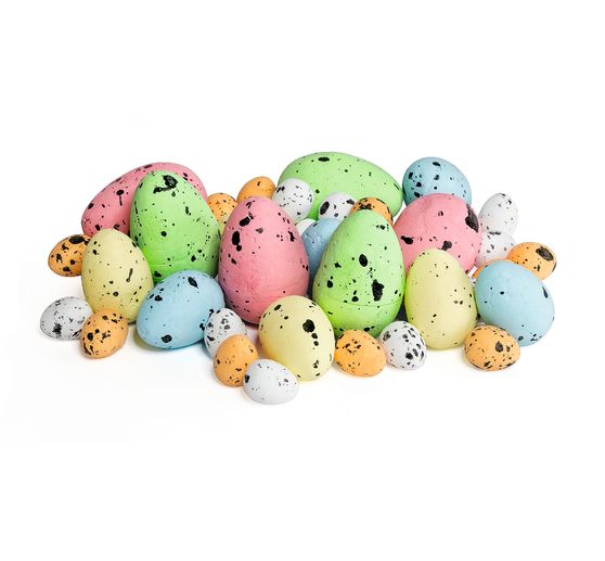 VBS Decorative egg "Color & Sizes Mix", 38 pieces