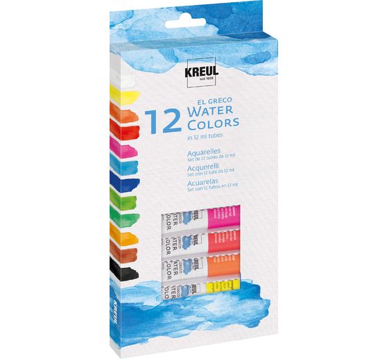 Set de peintures aquarelles el Greco KREUL, 12 x 12 ml