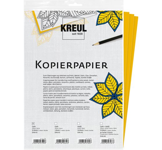 Papier carbone KREUL, 10 feuilles, 30x42 cm, Jaune