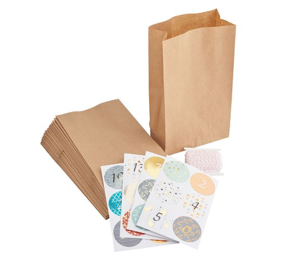 Set calendrier de l''Avent « Papier kraft », à usage alimentaire