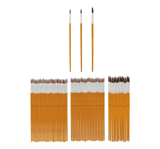 VBS Round brush with bamboo handle "Assorted", 70 pieces