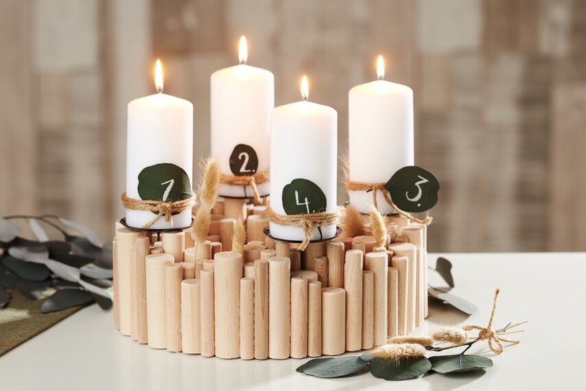 Couronne De L'Avent Moderne En Métal Doré - Diamètre 30 Cm, Hauteur 10 Cm, 4 Supports Bougies (Ø 8 Cm) | Avec Bol Central Pour Décorations | Décoration De Table De Noël - 7