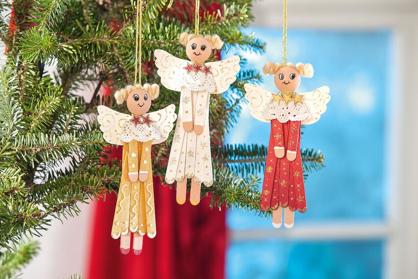 Ailes d'ange, décorations de Noël blanches fantaisie Ornement d