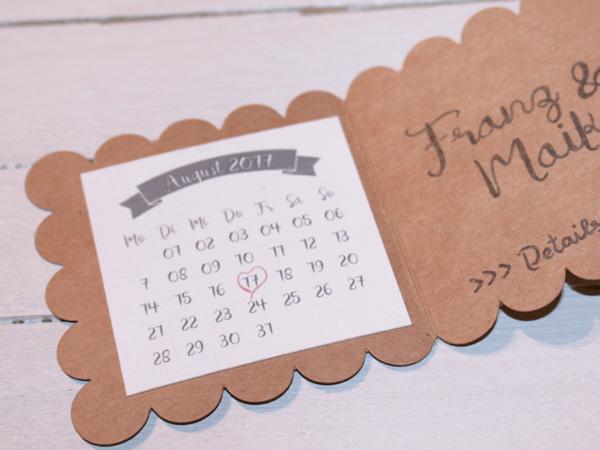 Wedding Invitation Instruction Save the Date Calendar